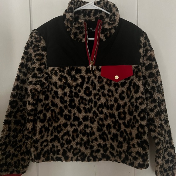 Veronica Beard Kylan Leopard Sherpa pullover. Size Small. - Picture 1 of 6